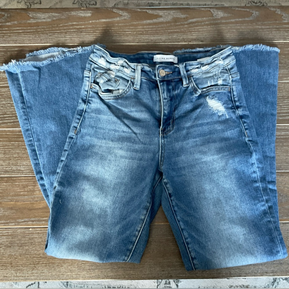 Flying Monkey Distressed Flare Jeans Size 28